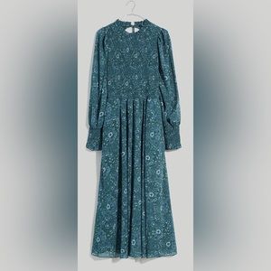 Crinkle Georgette Lucie Tie-Back Midi Dress in Woodland Floral XXS